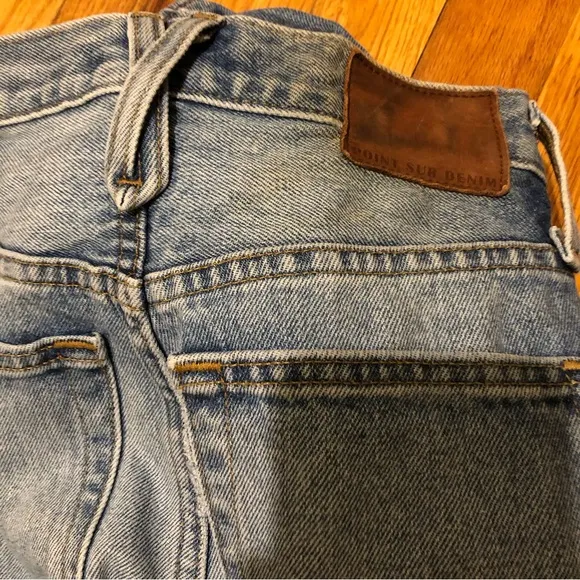 J.CREW Point Sur Rigid Kickout Crop Jean Sailor Blue Wash Size 24 100% cotton.