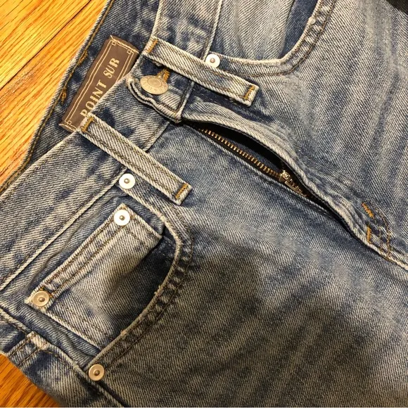 J.CREW Point Sur Rigid Kickout Crop Jean Sailor Blue Wash Size 24 100% cotton.