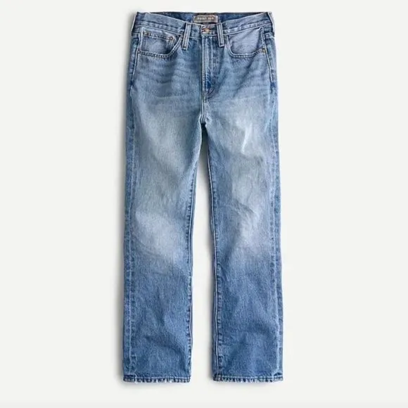 J.CREW Point Sur Rigid Kickout Crop Jean Sailor Blue Wash Size 24 100% cotton.
