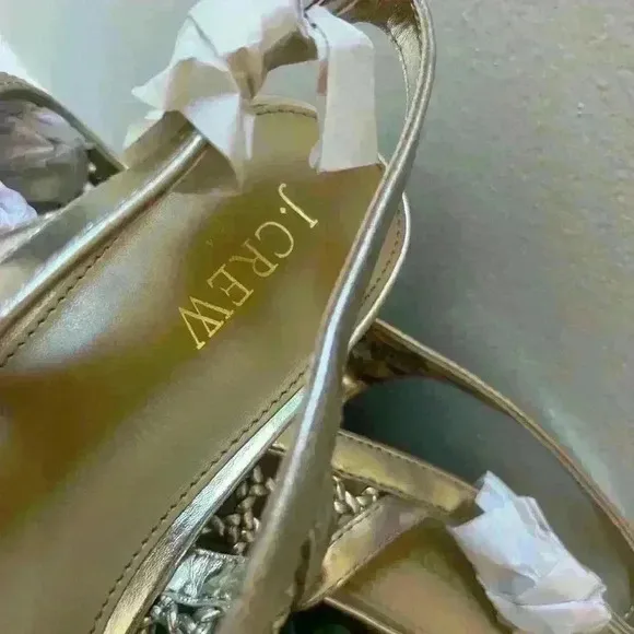 JCrew woman's size 9 woven gold flat slingbacks new in box