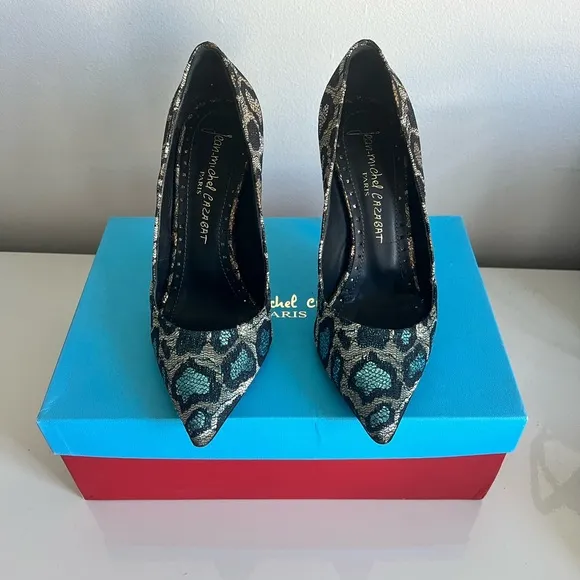 Jean-Michel Cazabat Erika Leopard Print Shimmery Pumps Size 36