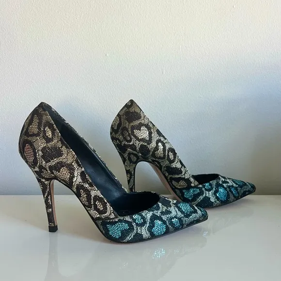 Jean-Michel Cazabat Erika Leopard Print Shimmery Pumps Size 36