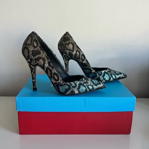 Jean-Michel Cazabat Erika Leopard Print Shimmery Pumps Size 36