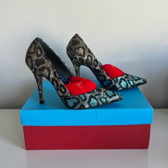 Jean-Michel Cazabat Erika Leopard Print Shimmery Pumps Size 36