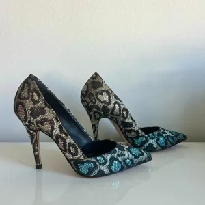 Jean-Michel Cazabat Erika Leopard Print Shimmery Pumps Size 36