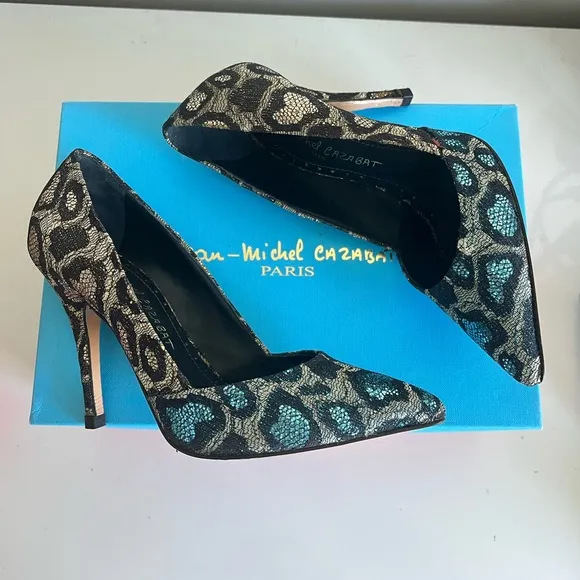 Jean-Michel Cazabat Erika Leopard Print Shimmery Pumps Size 36