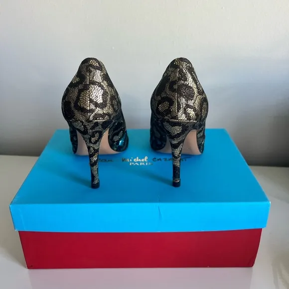 Jean-Michel Cazabat Erika Leopard Print Shimmery Pumps Size 36