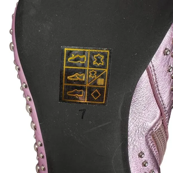 Jeffrey Campbell Iconic Heeled Boots Studded Calf Metallic Lavender Size 7 New