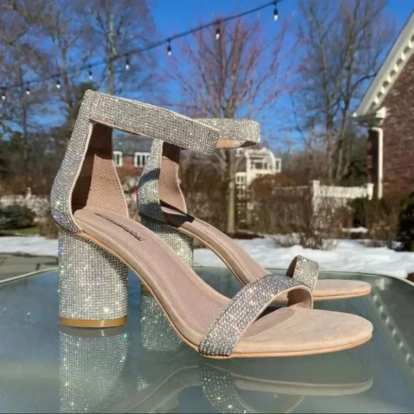 Jeffrey Campbell Laura Crystal Embellished Ankle Sandals Cocktail Party Wedding