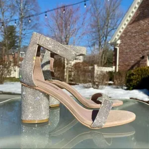 Jeffrey Campbell Laura Crystal Embellished Ankle Sandals Cocktail Party Wedding
