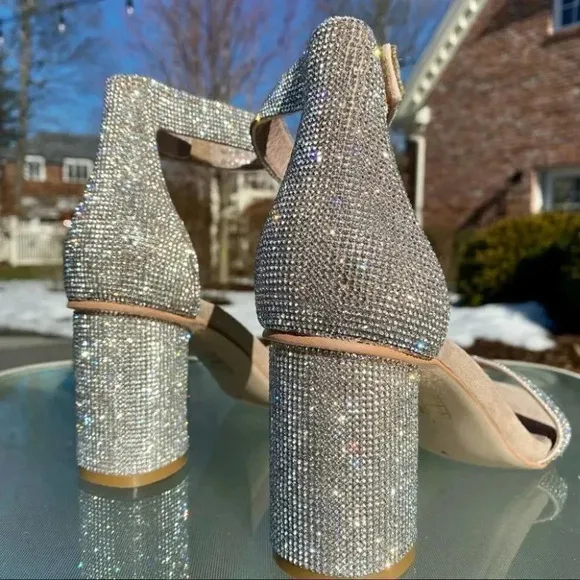 Jeffrey Campbell Laura Crystal Embellished Ankle Sandals Cocktail Party Wedding