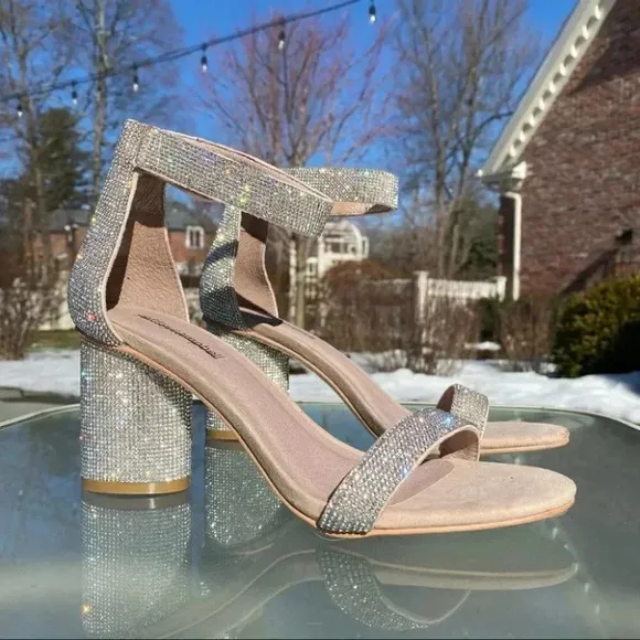 Jeffrey Campbell Laura Crystal Embellished Ankle Sandals Cocktail Party Wedding