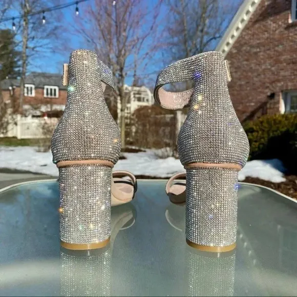 Jeffrey Campbell Laura Crystal Embellished Ankle Sandals Cocktail Party Wedding