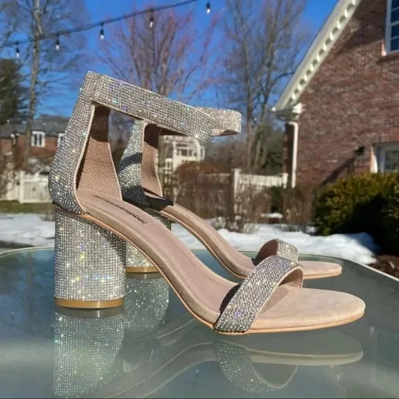 Jeffrey Campbell Laura Crystal Embellished Ankle Sandals Cocktail Party Wedding