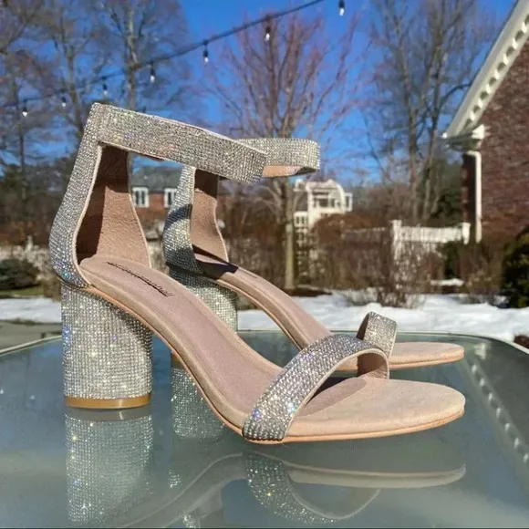 Jeffrey Campbell Laura Crystal Embellished Ankle Sandals Cocktail Party Wedding