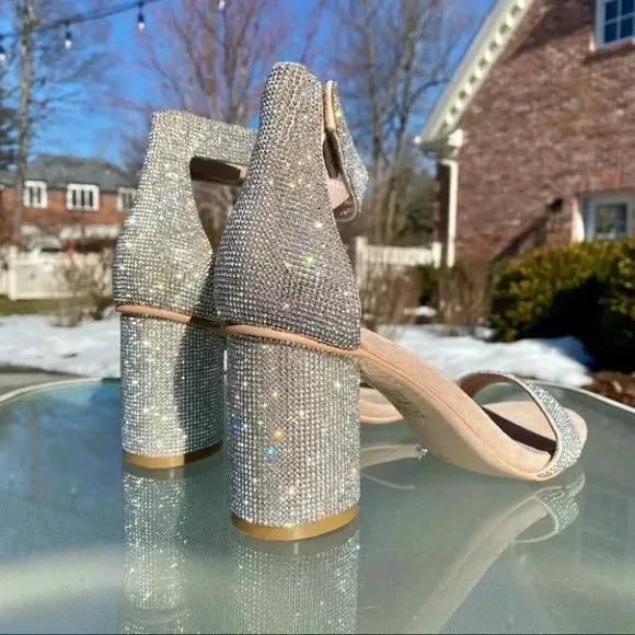 Jeffrey Campbell Laura Crystal Embellished Ankle Sandals Cocktail Party Wedding