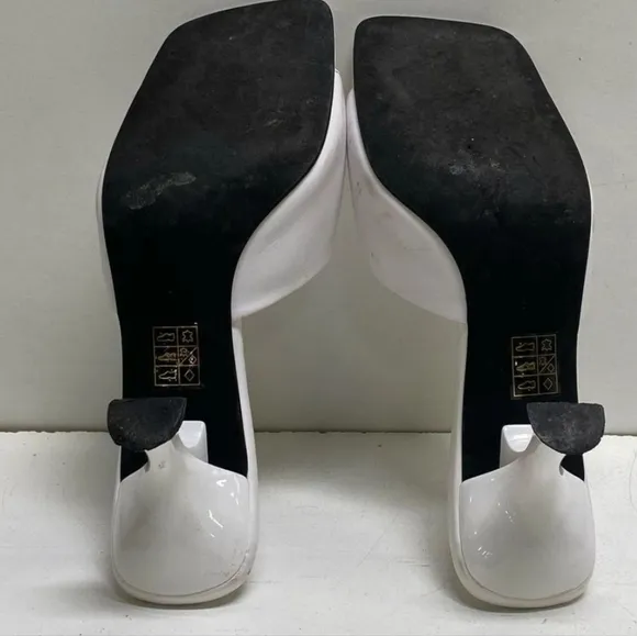 Jeffrey Campbell Leather Mr. Big Square Low Heels White 8