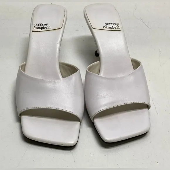 Jeffrey Campbell Leather Mr. Big Square Low Heels White 8
