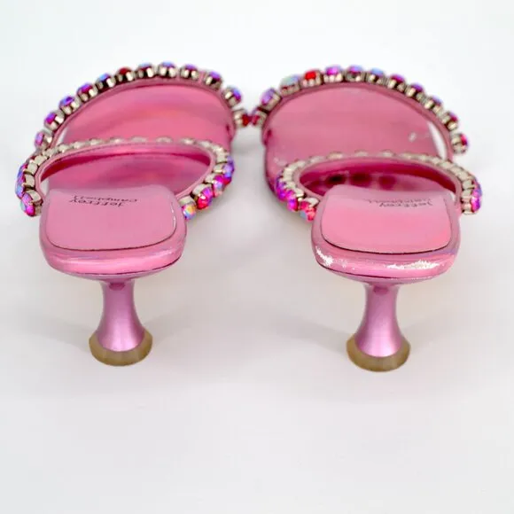 Jeffrey Campbell Mrs Big Sandals Crystal Embellished Pink Iridescent Women's 7