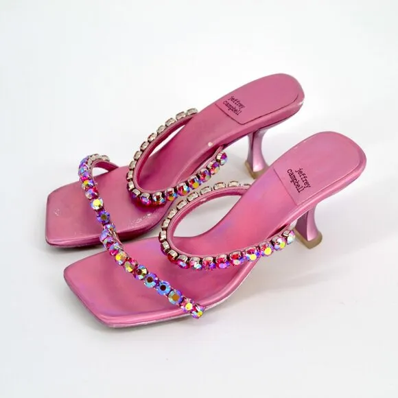 Jeffrey Campbell Mrs Big Sandals Crystal Embellished Pink Iridescent Women's 7