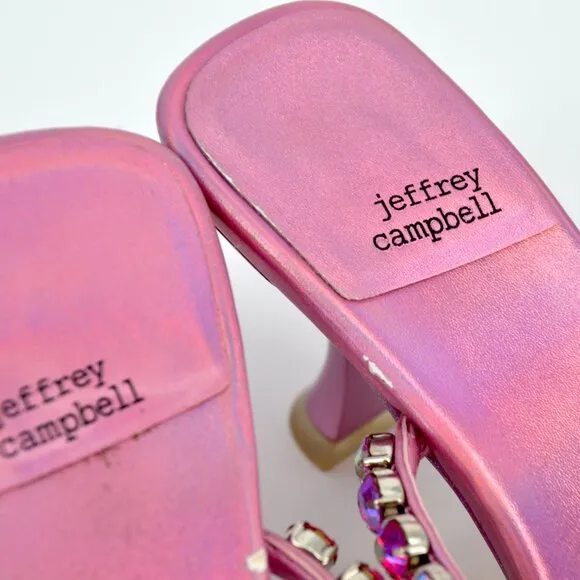 Jeffrey Campbell Mrs Big Sandals Crystal Embellished Pink Iridescent Women's 7