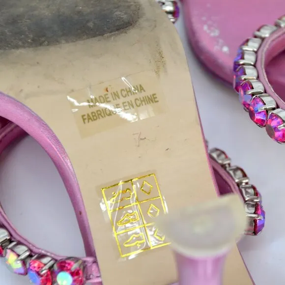 Jeffrey Campbell Mrs Big Sandals Crystal Embellished Pink Iridescent Women's 7