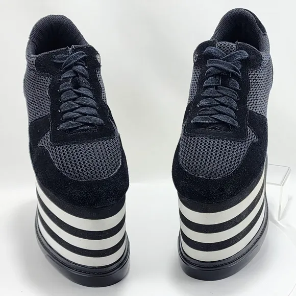 JEFFREY CAMPBELL - Platform sneakers, approx 5.5&quot;, black/off-white, size 9M