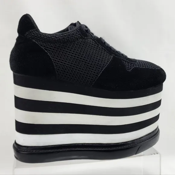 JEFFREY CAMPBELL - Platform sneakers, approx 5.5&quot;, black/off-white, size 9M