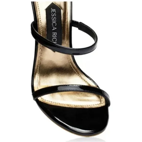 Jessica Rich Gold Black Goddess Heeled Stiletto Sandals