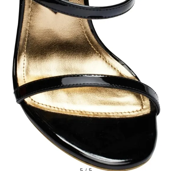 Jessica Rich Gold Black Goddess Heeled Stiletto Sandals