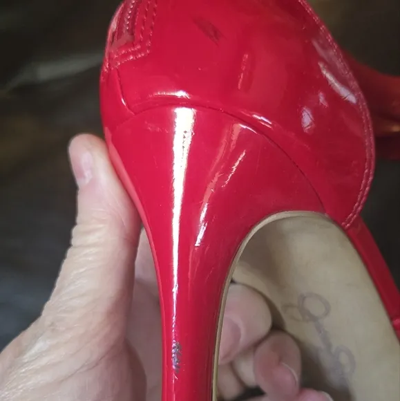 Jessica Simpson red studded patent leather Heels sz6.5M 36.5