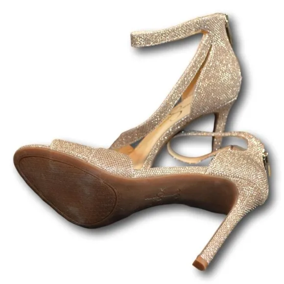 Jessica Simpson Womens Rayli 2 Stilettos Open Toe Evening Sandals Gold 8.5