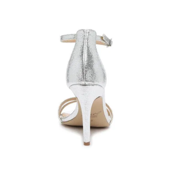 Jewel Badgley Mischka Farida Evening Women's 9.5 M T-strap Sandals Silver Heels
