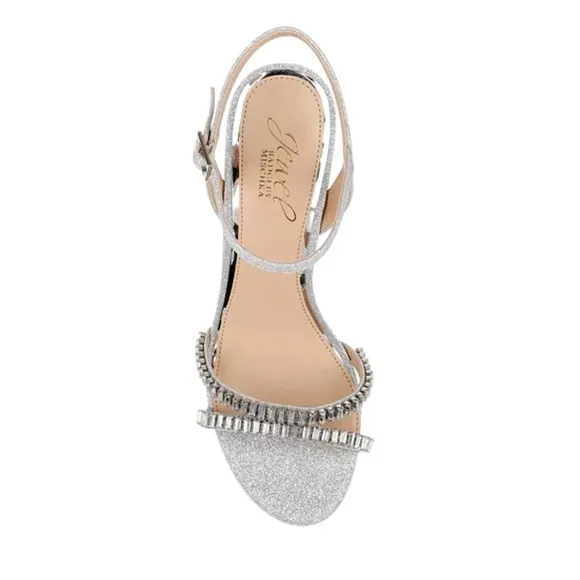 Jewel Badgley Mischka Galllant Platform Evening Silver Glitter Sandals – Sz 11