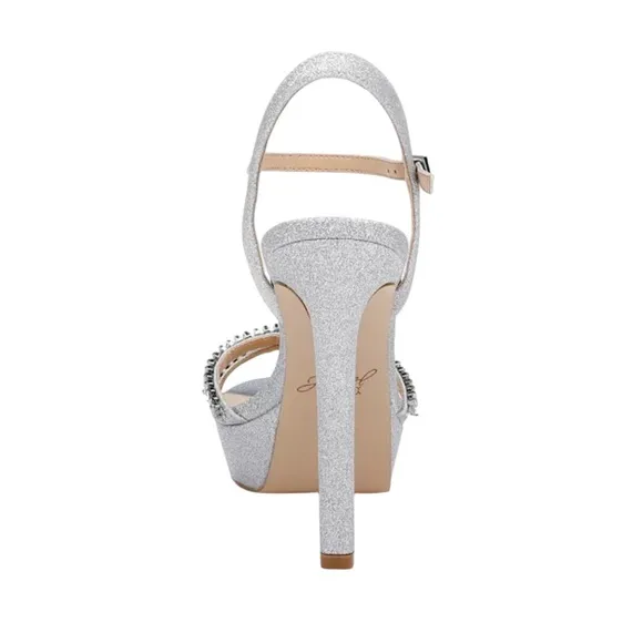 Jewel Badgley Mischka Galllant Platform Evening Silver Glitter Sandals – Sz 11