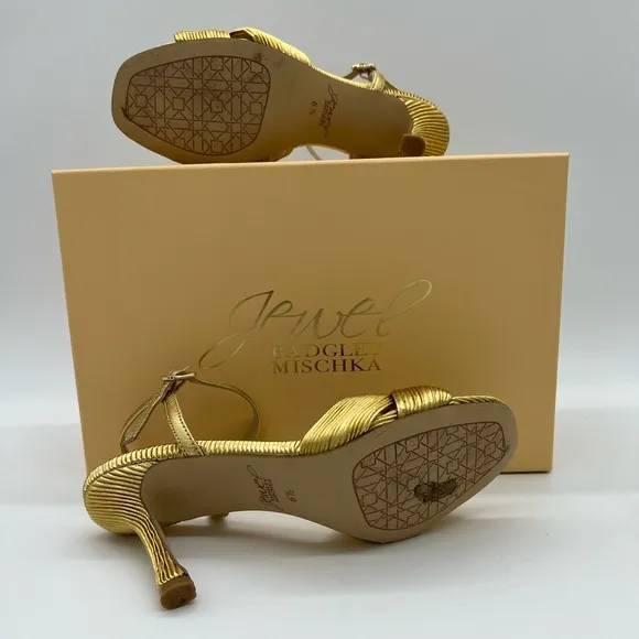 JEWEL BADGLEY MISCHKA Women's Hydee Knot Stiletto Evening Sandals Size 6.5