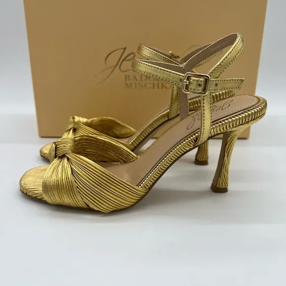 JEWEL BADGLEY MISCHKA Women's Hydee Knot Stiletto Evening Sandals Size 6.5