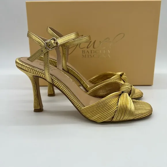 JEWEL BADGLEY MISCHKA Women's Hydee Knot Stiletto Evening Sandals Size 6.5