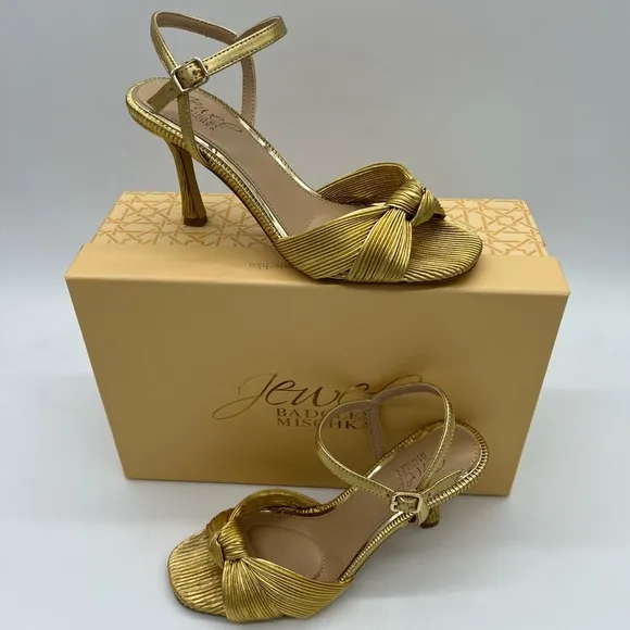 JEWEL BADGLEY MISCHKA Women's Hydee Knot Stiletto Evening Sandals Size 6.5