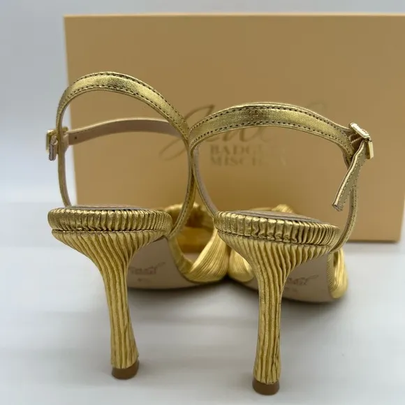 JEWEL BADGLEY MISCHKA Women's Hydee Knot Stiletto Evening Sandals Size 6.5
