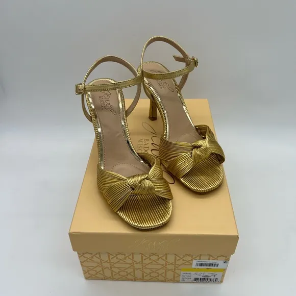 JEWEL BADGLEY MISCHKA Women's Hydee Knot Stiletto Evening Sandals Size 6.5