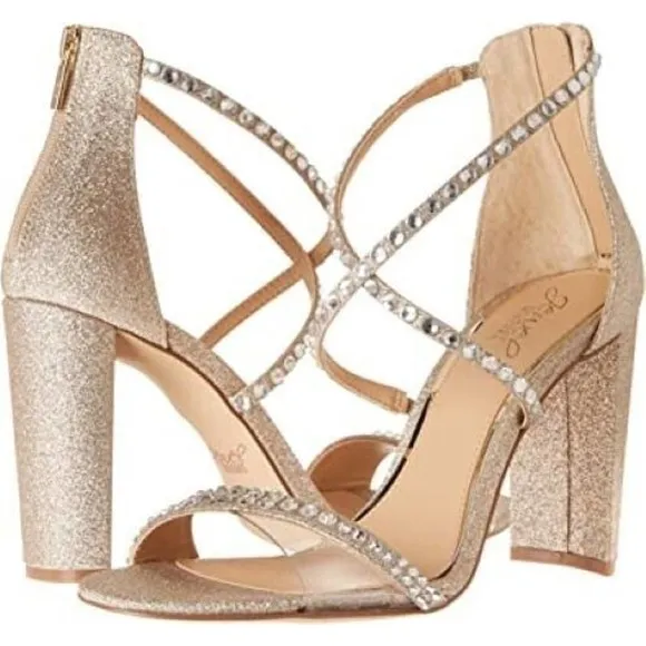 Jewel Badgley Mischka Womens Owen Evening Sandals, Gold, Size 11 $119