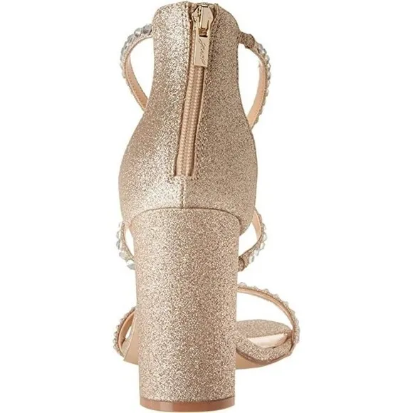 Jewel Badgley Mischka Womens Owen Evening Sandals, Gold, Size 11 $119
