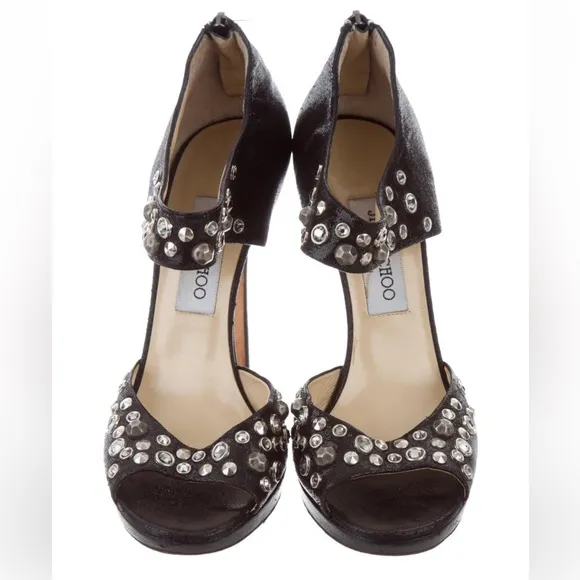 Jimmy Choo Black Studded Nubuck Heels