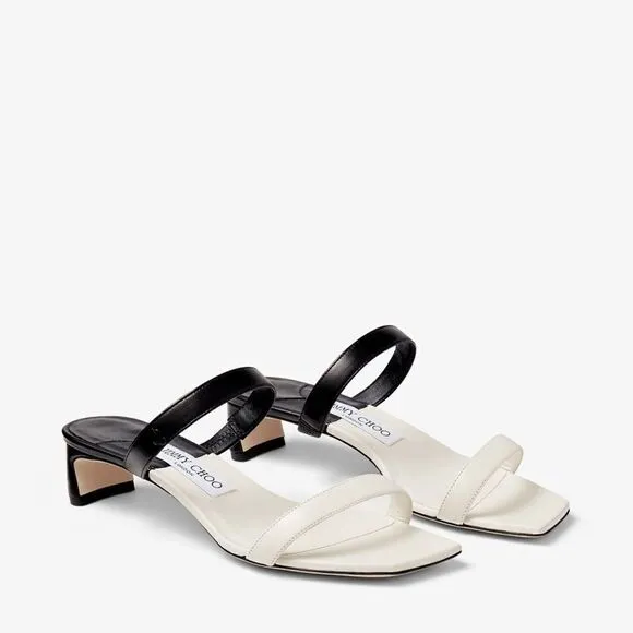 Jimmy Choo Kyda 35 Black and Latte Nappa Leather Sandals