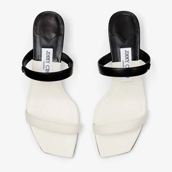 Jimmy Choo Kyda 35 Black and Latte Nappa Leather Sandals