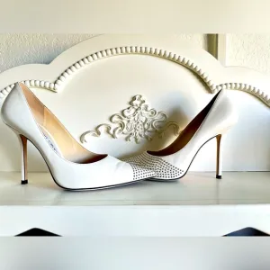 Jimmy Choo Love 100 Pumps White Latte Silver 37.5