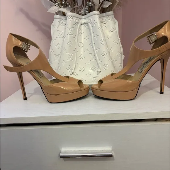 Jimmy Choo Nude Peep Toe Heels