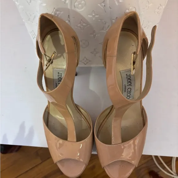 Jimmy Choo Nude Peep Toe Heels