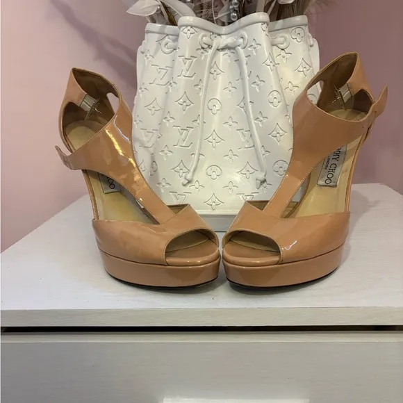 Jimmy Choo Nude Peep Toe Heels